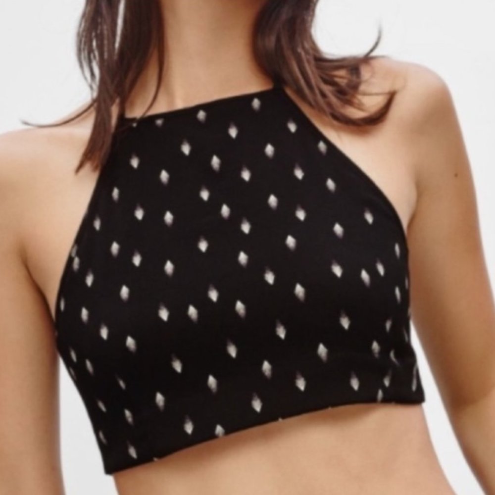 Aritzia Sunday Best halter tie neck, open tie back crop top
